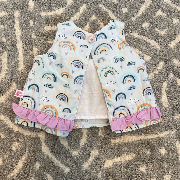 Ruffle Butts Rainbow Print Top with Purple Ruffle - Picture 2 of 2